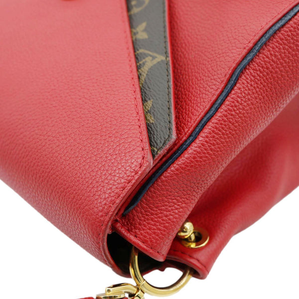 LOUIS VUITTON Double V Grained Leather Monogram Shoulder Bag Rubis