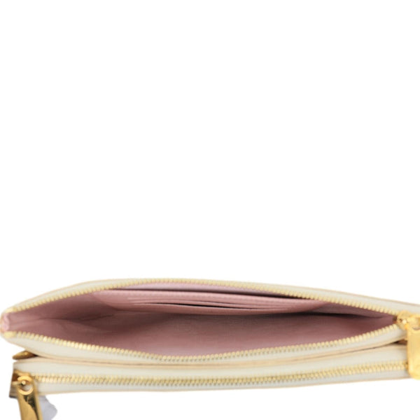 LOUIS VUITTON Double Zip Pochette Damier Azur Crossbody Bag Rose Ballerine