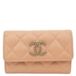 CHANEL CC Flap Quilted Caviar Leather Card Holder Caramel Brown