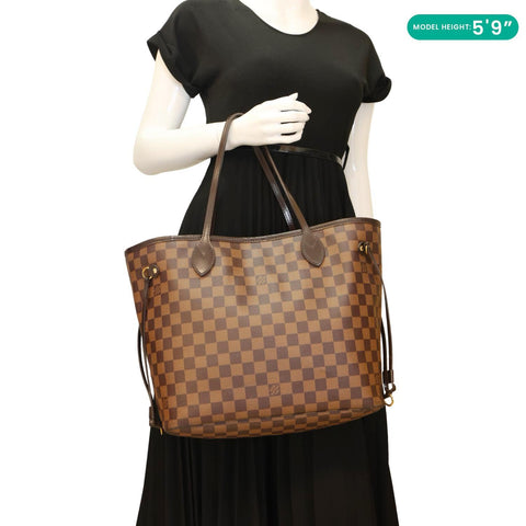 LOUIS VUITTON Neverfull MM Damier Ebene Shoulder Bag Brown