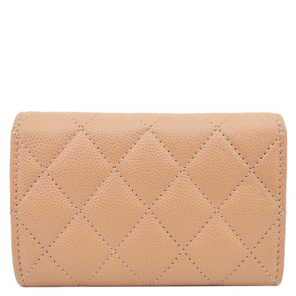 CHANEL CC Flap Quilted Caviar Leather Card Holder Caramel Brown