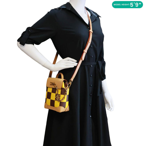LOUIS VUITTON Steamer Nano Damier Pop Canvas Shoulder Bag Yellow