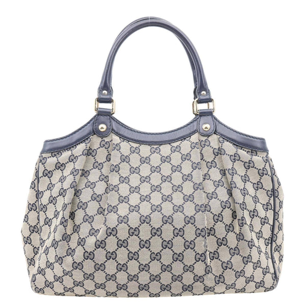 GUCCI Sukey Medium GG Canvas Tote Bag Navy Blue 211944