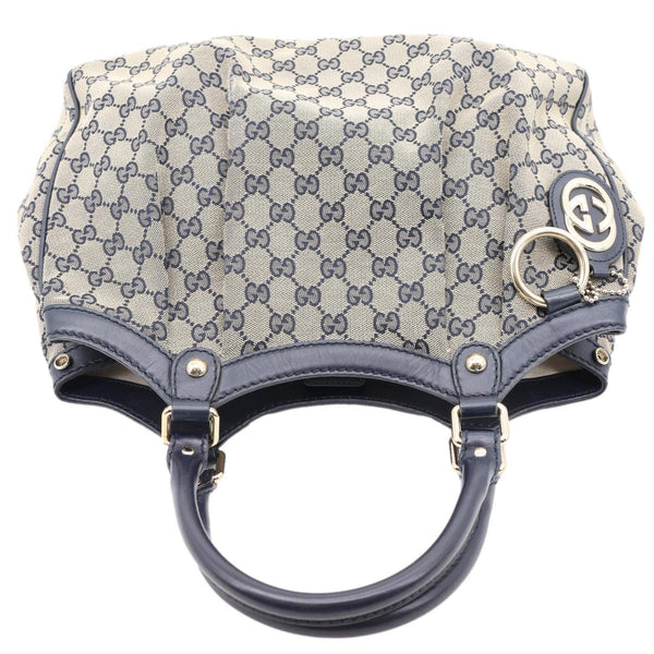 GUCCI Sukey Medium GG Canvas Tote Bag Navy Blue 211944