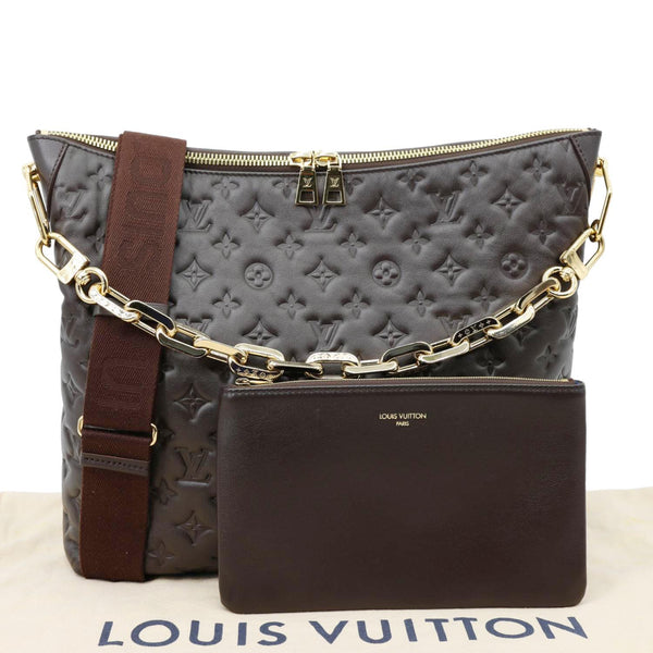 LOUIS VUITTON Coussin Monogram Embossed Leather Hobo Bag Brown