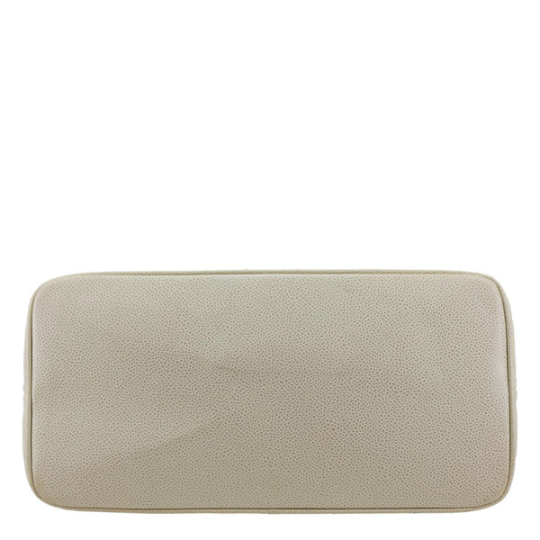 CHANEL Medallion Quilted Caviar Leather Tote Bag White