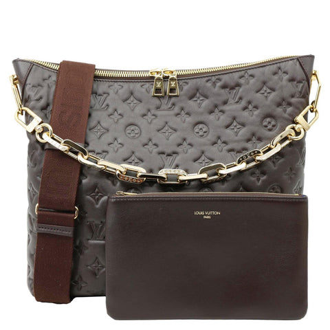 LOUIS VUITTON Coussin Monogram Embossed Leather Hobo Bag Brown