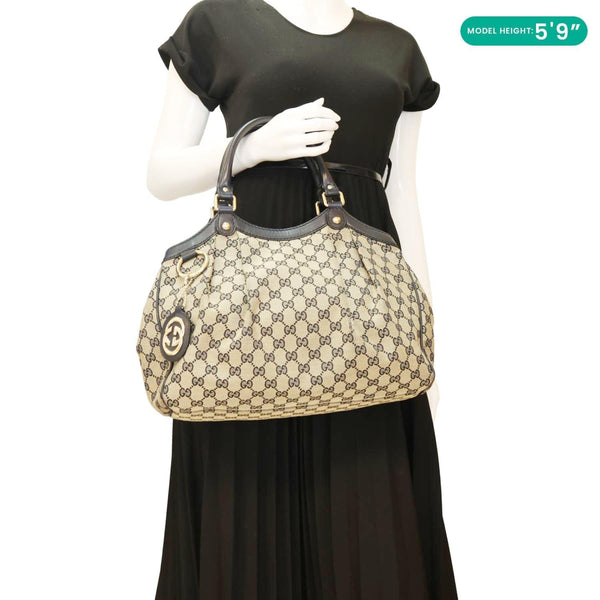 GUCCI Sukey Medium GG Canvas Tote Bag Navy Blue 211944