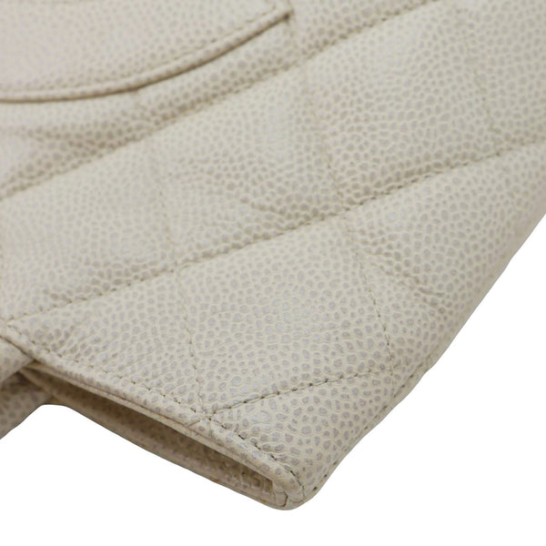 CHANEL Medallion Quilted Caviar Leather Tote Bag White