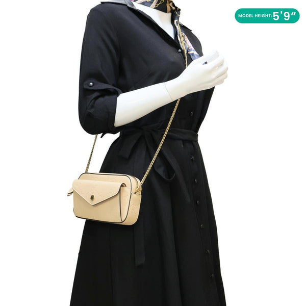 GUCCI Gilbert Mini Monogram Calfskin Leather Crossbody Bag Beige 781554