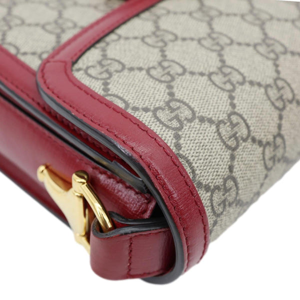 GUCCI Horsebit 1955 GG Supreme Canvas Shoulder Bag Beige 602204