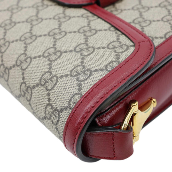 GUCCI Horsebit 1955 GG Supreme Canvas Shoulder Bag Beige 602204