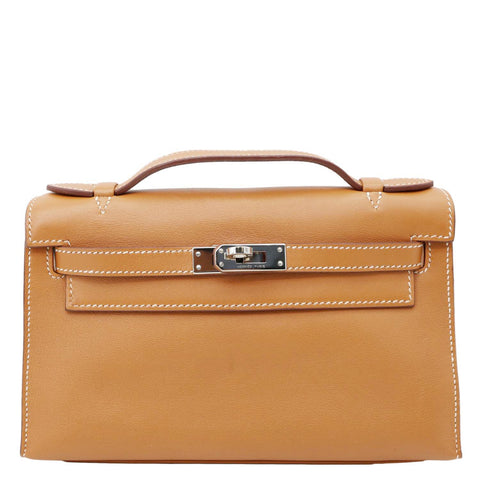 HERMES Kelly Swift Leather Pochette Golden