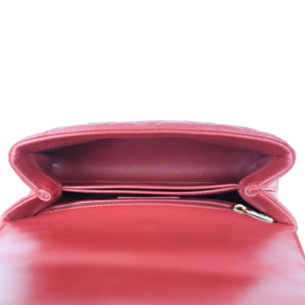 CHANEL Coco Handle Flap Mini Quilted Caviar Leather Shoulder Bag Red