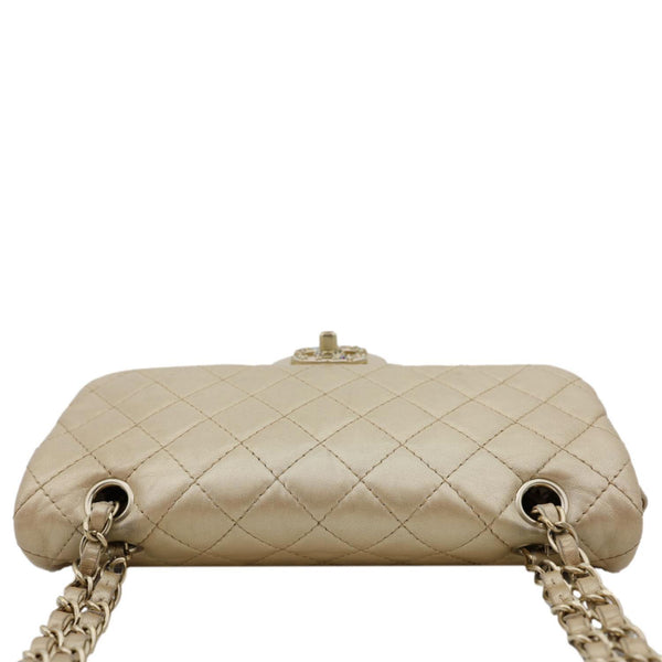 CHANEL Precious Jewel Single Flap Leather Shoulder Bag Gold