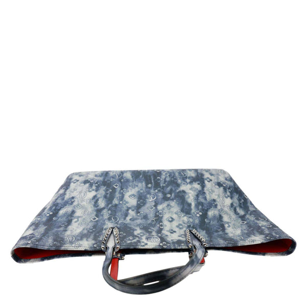 CHRISTIAN LOUBOUTIN Cabata Spikes Tie dye Calfskin Leather Tote Bag Blue