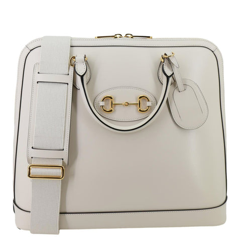 GUCCI Horsebit 1955 Leather Top Handle Crossbody Bag Off White 621640