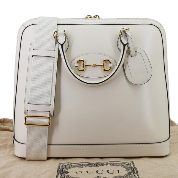 GUCCI Horsebit 1955 Leather Top Handle Crossbody Bag Off White 621640