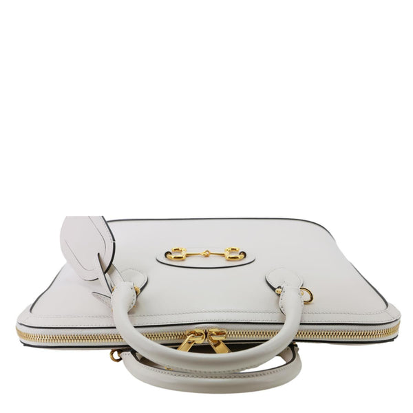 GUCCI Horsebit 1955 Leather Top Handle Crossbody Bag Off White 621640