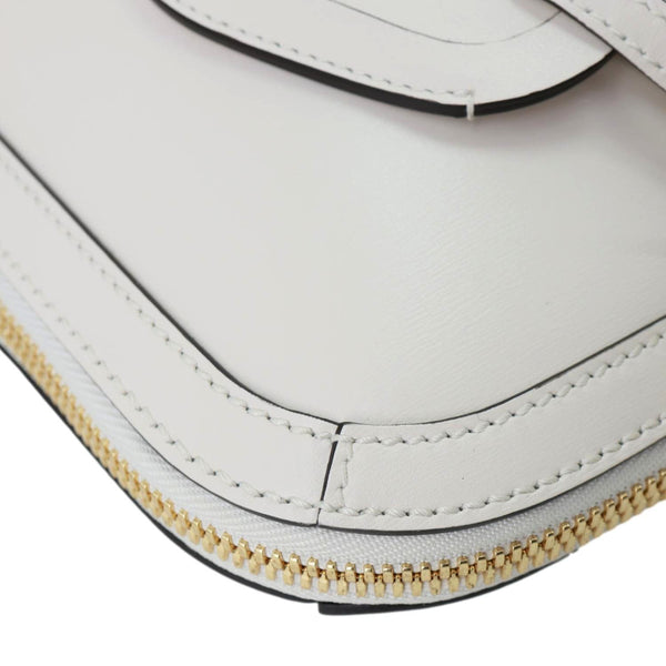 GUCCI Horsebit 1955 Leather Top Handle Crossbody Bag Off White 621640