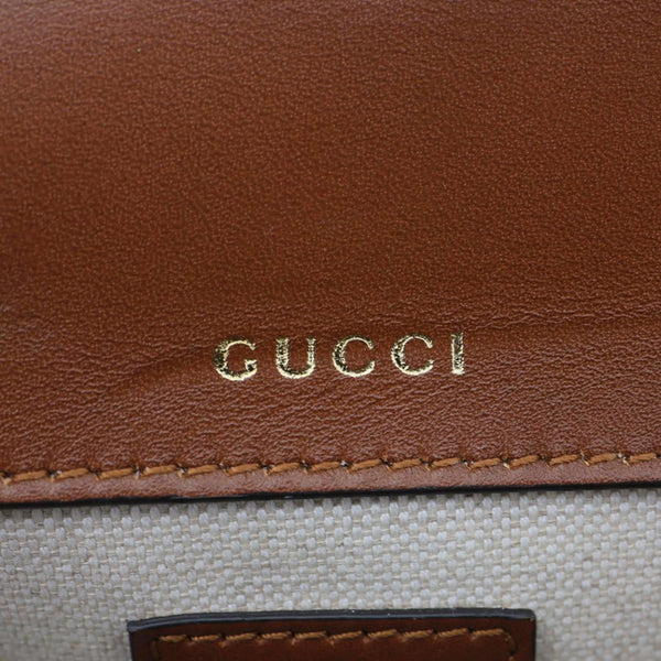 GUCCI Horsebit 1955 Crystal Mini GG Monogram Canvas Shoulder Bag Beige 675801