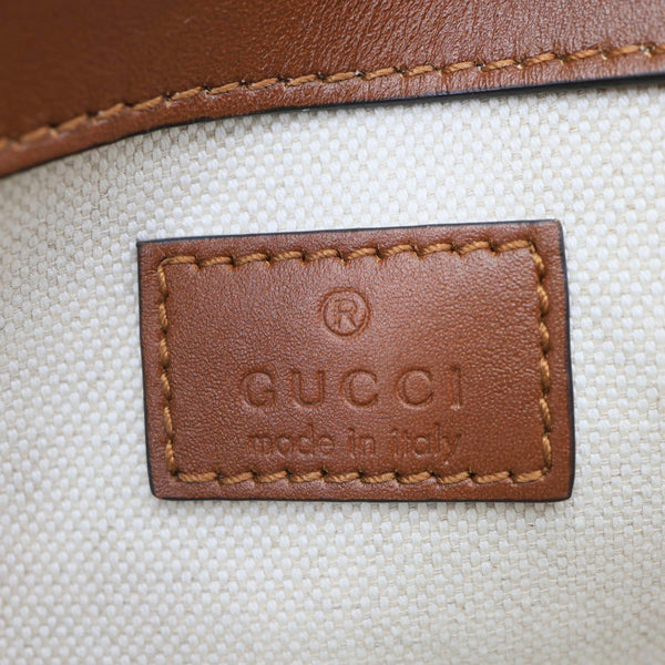 GUCCI Horsebit 1955 Crystal Mini GG Monogram Canvas Shoulder Bag Beige 675801