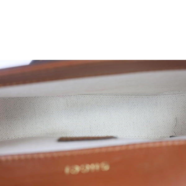 GUCCI Horsebit 1955 Crystal Mini GG Monogram Canvas Shoulder Bag Beige 675801