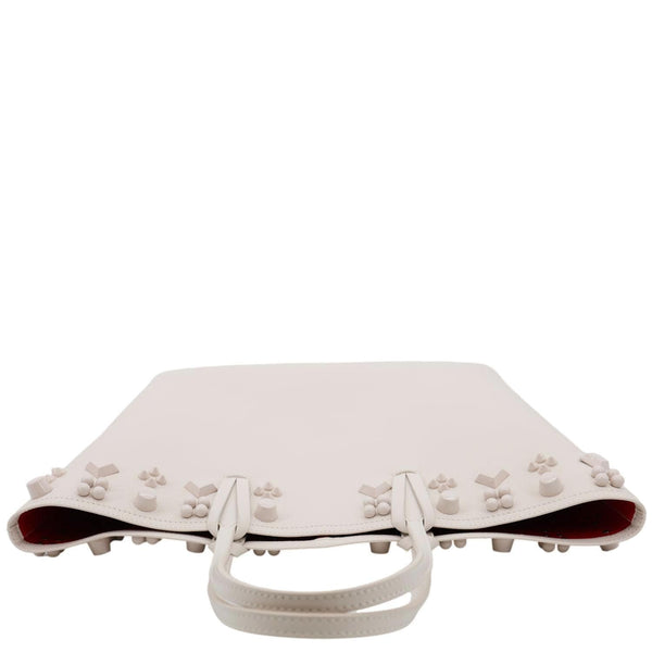 CHRISTIAN LOUBOUTIN Cabata Empire Studded Spike Leather Tote Bag Ivory