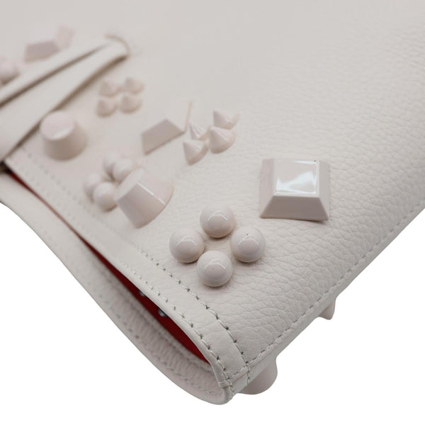 CHRISTIAN LOUBOUTIN Cabata Empire Studded Spike Leather Tote Bag Ivory