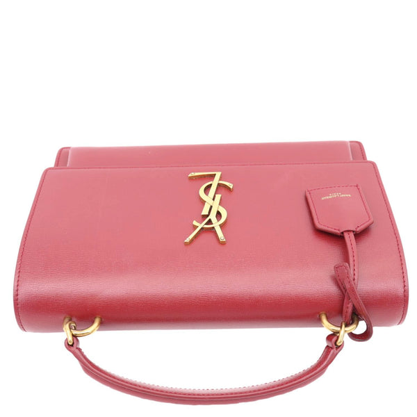 YVES SAINT LAURENT Monogram Sunset Leather Satchel Crossbody Bag Red