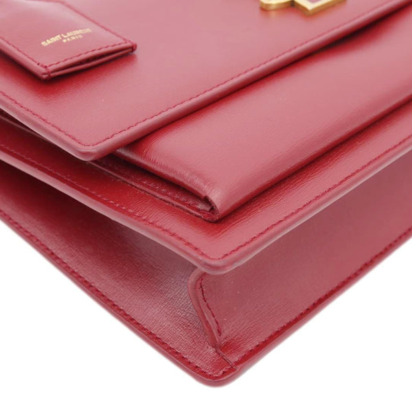 YVES SAINT LAURENT Monogram Sunset Leather Satchel Crossbody Bag Red