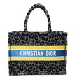 CHRISTIAN DIOR Book Medium Leopard Mizza Embroidered Tote Bag Black