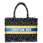 CHRISTIAN DIOR Book Medium Leopard Mizza Embroidered Tote Bag Black