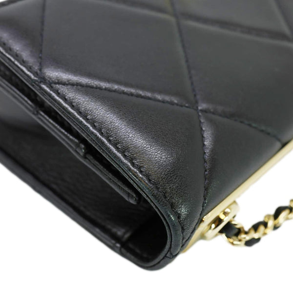 CHANEL Trendy CC Quilted Leather Wallet On Chain Crossbody Bag Black