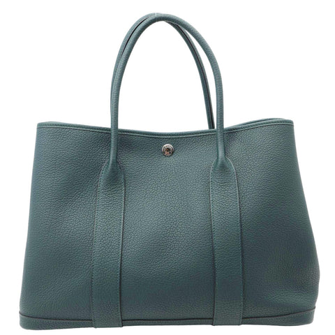 HERMES Garden Party 36 Negonda Leather Tote Bag Teal