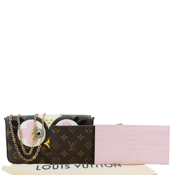 LOUIS VUITTON Felicie Pochette Lovely Birds Monogram Canvas Crossbody Bag Brown