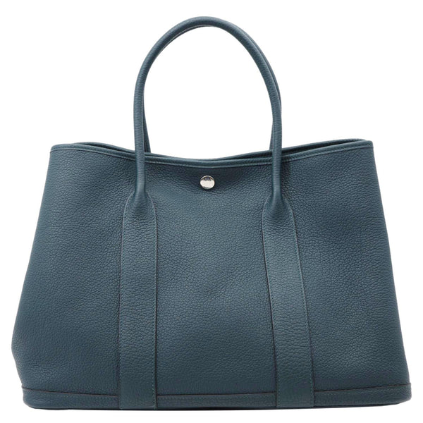 HERMES Garden Party 36 Negonda Leather Tote Bag Teal