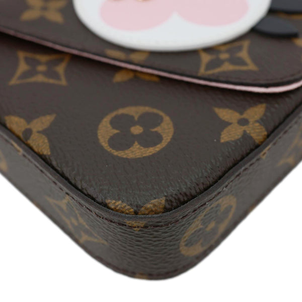 LOUIS VUITTON Felicie Pochette Lovely Birds Monogram Canvas Crossbody Bag Brown