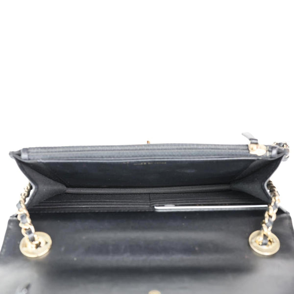 CHANEL Trendy CC Quilted Leather Wallet On Chain Crossbody Bag Black