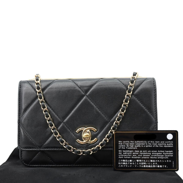 CHANEL Trendy CC Quilted Leather Wallet On Chain Crossbody Bag Black