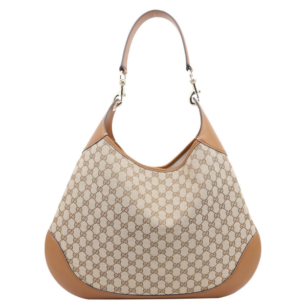 GUCCI B Large GG Supreme Canvas Shoulder Bag Beige 815924