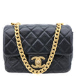 CHANEL Resin Pearl Samba Flap Quilted Leather Crossbody Bag Black