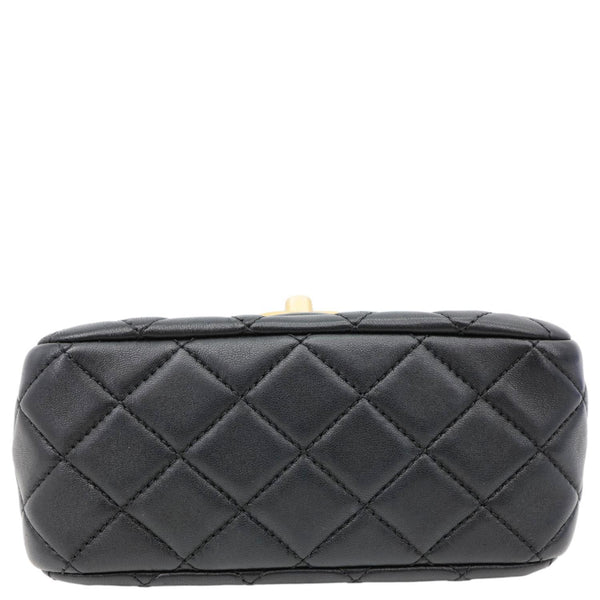 CHANEL Resin Pearl Samba Flap Quilted Leather Crossbody Bag Black