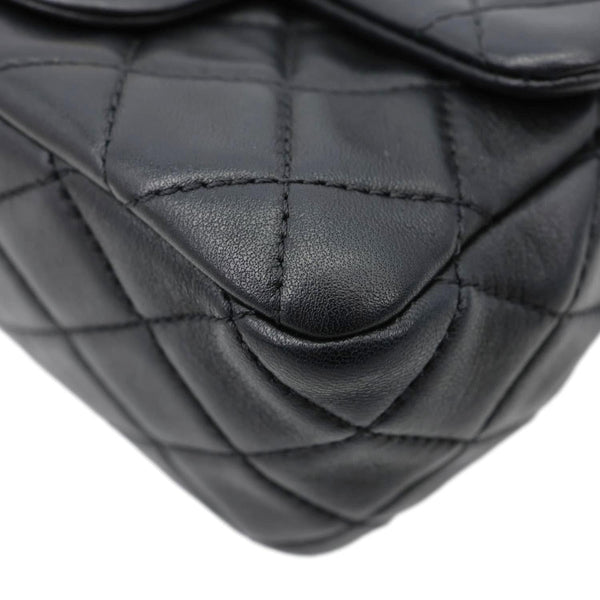 CHANEL Resin Pearl Samba Flap Quilted Leather Crossbody Bag Black