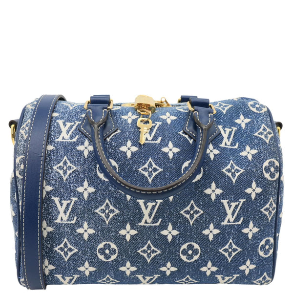 LOUIS VUITTON Speedy 25 Bandouliere Monogram Jacquard Denim Shoulder Bag Blue