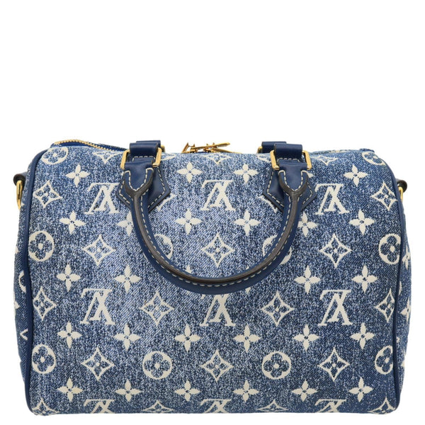 LOUIS VUITTON Speedy 25 Bandouliere Monogram Jacquard Denim Shoulder Bag Blue