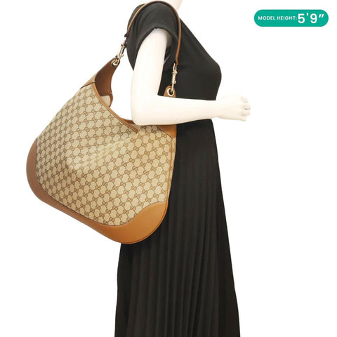 GUCCI B Large GG Supreme Canvas Shoulder Bag Beige 815924