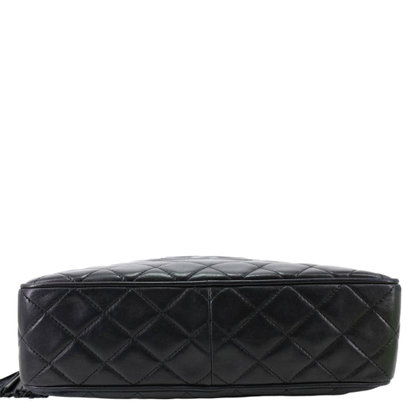 CHANEL CC Tassel Vintage Lambskin Quilted Leather Camera Bag Black