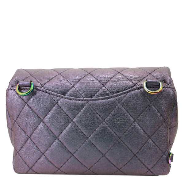 CHANEL Double Carry Waist Flap Small Iridescent Quilted Goatskin Chain Shoulder Bag Purple