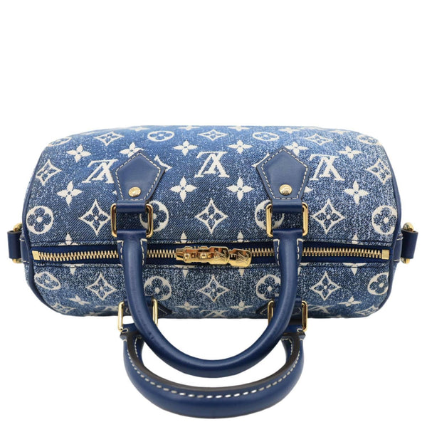 LOUIS VUITTON Speedy 25 Bandouliere Monogram Jacquard Denim Shoulder Bag Blue